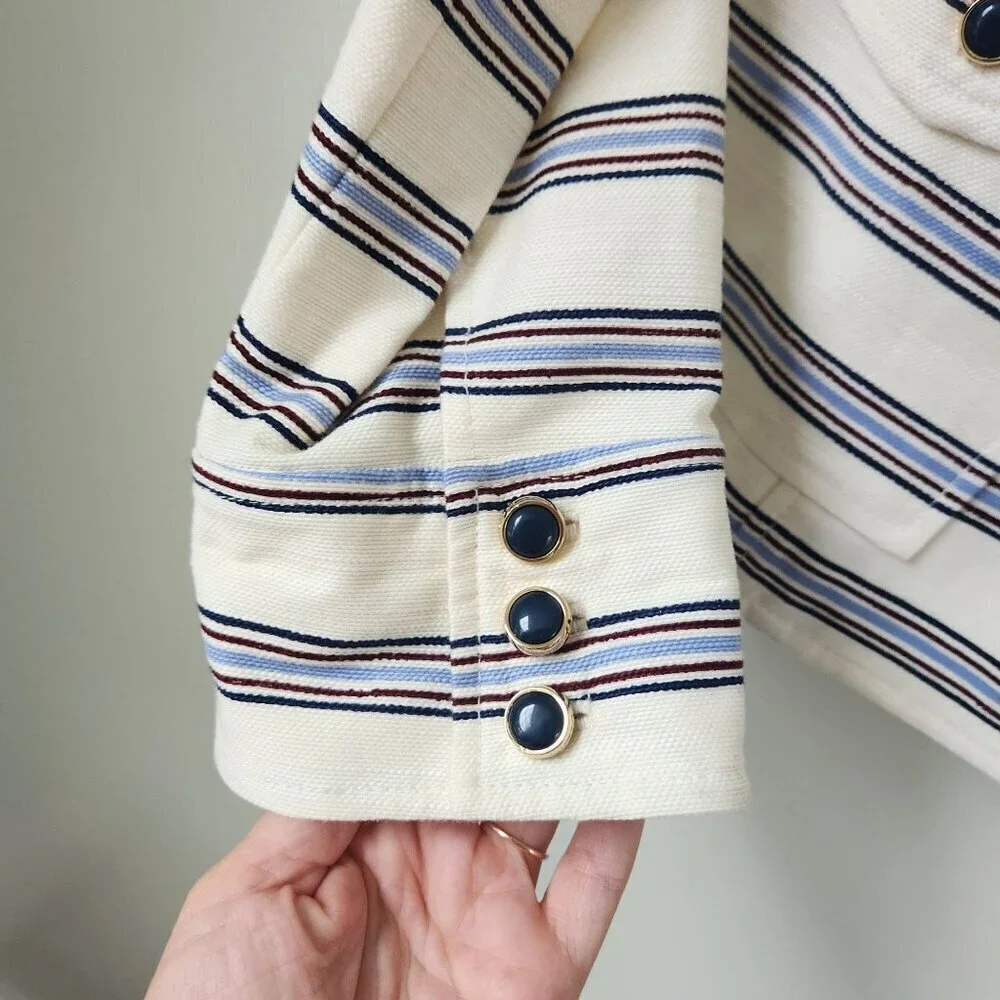 NWT Tory Burch Stripe Sgt Pepper Jacket Size 12